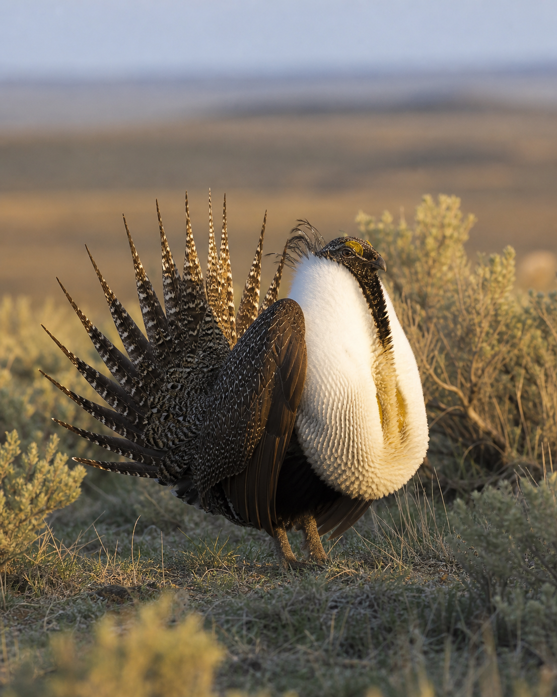 Greater sage-grouse displaying in sagebrush